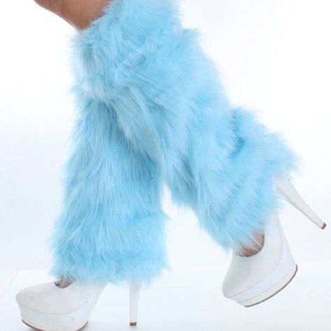 Fuzzy blue leg warmers! Fuzzy Leg Warmers, Blue Leg Warmers, Fur Leg Warmers, Gothic Looks, Quirky Fashion, Fashion Wishlist, Blue Outfit, Shoes Womens, Rave Outfits