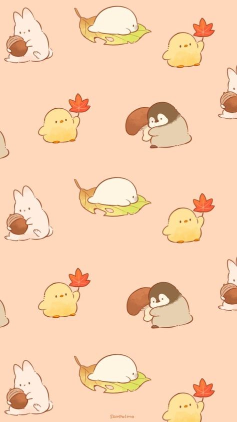 Cute Chicks Wallpaper, Penguin Wallpaper, Pink Canvas Art, Duck Wallpaper, Cute Bear Drawings, Cute Kawaii Animals, Cute Animal Drawings Kawaii, Aesthetic Pastel Wallpaper, Cute Little Drawings