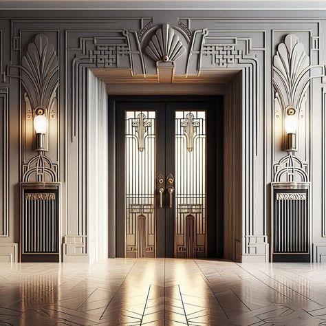 15 Stylish Art Deco Apartment Ideas for Glamour — Lord Decor Art Deco Houses Interior, Art Deco Apartment Decor, Art Deco Design Inspiration, Stairs Wall Design, Art Deco Hallway, Art Deco Panel, Art Deco Window, Art Deco Houses, Art Deco Doors