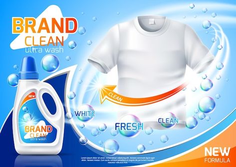 Premium Vector | Realistic washing machine with fresh clean folded clothing and laundry basket with dirty cloth Laundry Detergent Ads, Cleaning Products Design, Tide Detergent, Logo Design Negative Space, Paper Bag Design, Business Branding Inspiration, Fresh Brand, Washing Powder, Food Packaging Design