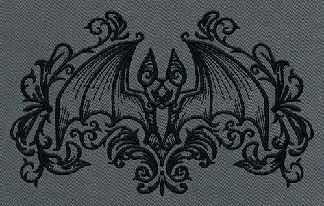 Gothic Embroidery Patterns, Chair Embroidery, Gothic Embroidery, Bat Embroidery, Wardrobe Building, Clothes Embroidery, Gothic Pattern, Bat Design, Urban Threads