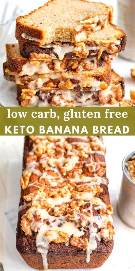 This Keto Banana Bread recipe with almond flour and coconut flour is moist, subtly sweet and incredibly delicious! Naturally gluten-free, dairy free and low carb – great for breakfast or as a treat. Keto Banana Bread Recipe, Banana Bread Low Carb, Low Carb Banana Bread, Banana Coconut Bread, Almond Flour Banana Bread, Low Carb Banana, Recipe With Almond Flour, Almond Flour Banana, Keto Banana