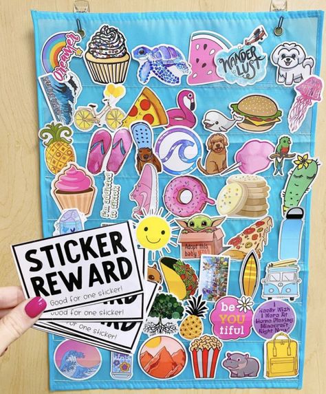 Classroom Sticker Reward System, 2nd Grade Reward System, 3rd Grade Reward System, Elementary Reward System, Art Class Elementary Classroom Management, Art Class Reward System, Easy Behavior Management System, Sticker Classroom Management, Art Class Rewards