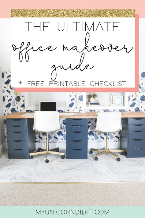 Office Makeover Business, Pink Home Offices, Office Organization Tips, Kitchen Cabinets Pictures, Rustic Home Offices, Feminine Office, Feminine Home Offices, Old Office, Trendy Office