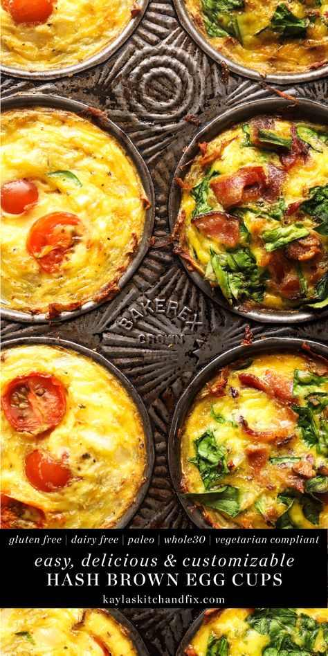 These Whole30 Hash Brown Egg Cups are everything you love about a homemade breakfast in one easy bite. Not only are they delicious, but they are also your solution to conquering the busy morning breakfast. Hash Brown Egg Cups, Meal Prepping For The Week, Brown Egg, Egg Cups Breakfast, Whole 30 Meal Plan, Whole 30 Breakfast, Breakfast Hash, Brown Eggs, Dairy Free Eggs