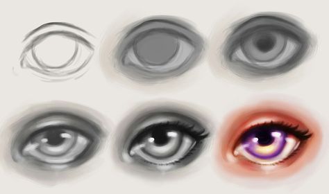 Semi-realistic eyes Semi Realistic Eyes, Realistic Eyes, Semi Realistic, Realistic Eye, Eye Tutorial, Coloring Tutorial, Colouring Techniques, Art How, Realistic Drawings