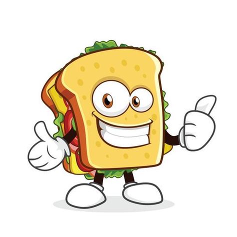 Cute sandwich cartoon character Sandwich Cartoon, Sandwich Drawing, Food Character, Kids Restaurants, Food Cartoon, Anchor Embroidery, Vector Food, Character Cartoon, Cartoons Png