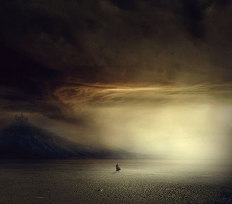 ... nothing less than desolation ... Desolate Landscape, Seascape Artwork, Wallpaper Sky, Breathe Out, A Burden, Sky Artwork, Sky Wallpaper, Eye Of The Beholder, Landscape Art Painting