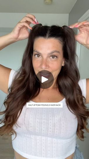 10K views · 105 reactions | @_toripuras a twist on the half up pony pigtails!! #halfuphalfdownhairstyle #summerhairstyles #cutehairstyles #pigtails #hairhacks | Tori Puras | Dylan Hart · Chihi Pigtails On Top Of Head, Small Pigtails On Top Of Head, Pigtails Half Up Half Down, Small Pigtails, Half Up Pony, 10k Views, Half Up Half Down Hair, Half Up Half Down, Half Up