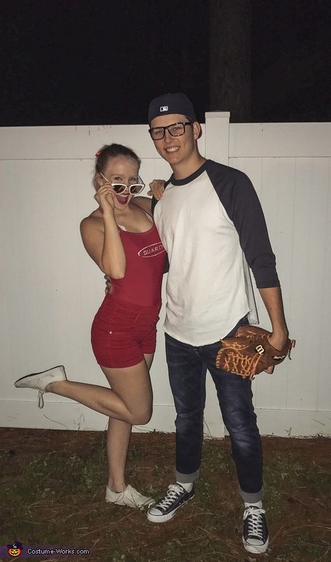 The Sandlot Couples Costume, Sandlot Couple Costume, Unique Couple Halloween Costumes College, Squints And Wendy Peffercorn Costume, Squints Halloween Costume, Squints And Wendy Costume, Sandlot Halloween Costumes, Squints Costume, Teen Couple Halloween Costumes