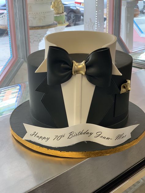 Tuxedo Themed Birthday Cake Tuxedo Cake Design, Birthday Cake For Papa, 60th Birthday Cake For Men, Cake Design For Men, Tuxedo Cake, 25th Birthday Cakes, Theme Birthday Cake, 60th Bday, Birthday Cake For Husband