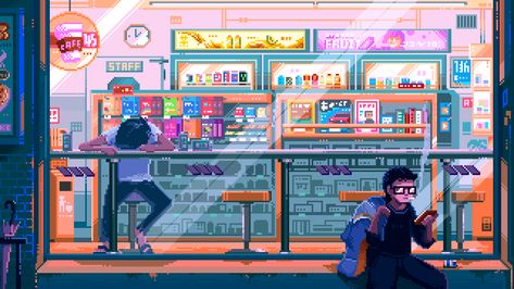 Pixel Art Pixel Jeff, Pixel City, Gif Background, Pixel Art Background, Pixel Animation, Arte 8 Bits, 8bit Art, Cool Pixel Art, Pix Art