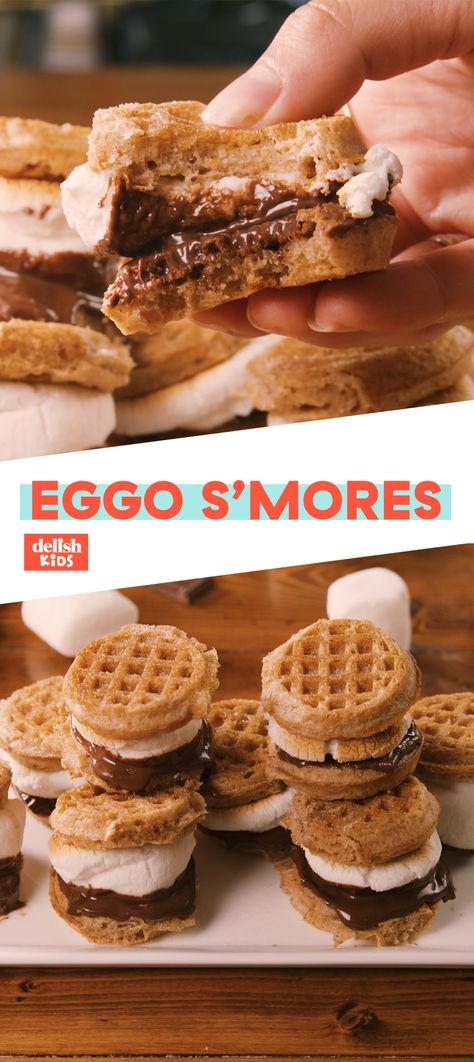 How have we never thought to do THIS with waffles before?! Get the recipe at Delish.com. #recipe #easy #easyrecipes #smores #kids #kidfriendly #breakfast #dessert #dessertrecipes #breakfastrecipes #chocolate #marshmallow #waffles Oreo Thins, Smore Recipes, Chocolate Marshmallow, Homemade Waffles, Kid Desserts, Breakfast Waffles, Chocolate Sandwich, Chocolate Sandwich Cookies, Breakfast Dessert