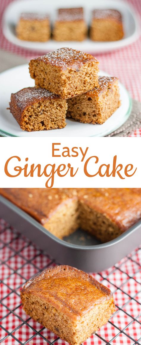 This easy ginger cake is delicious, and made entirely from store cupboard ingredients. Simple put all the ingredients into a mixer and whizz. Vegan too. Ginger Cake Recipe, Store Cupboard, Ginger Cake, Vegan Cake Recipes, Brownie Desserts, Oreo Dessert, Vegan Christmas, 100 Calories, Vegan Treats