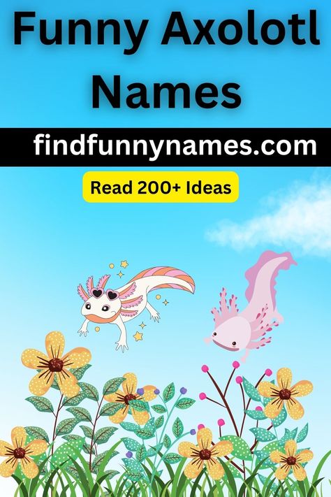 Are you looking for some hilarious and pun-tastic names for your adorable axolotl? Look no further! We've got you covered with a list of funny axolotl names that will make everyone smile. Whether you're a proud Axolotl owner or just a fan of these quirky creatures, these names will add more fun to your social media posts. #AxolotlHumor #SillyAxolotl #NerdyNames #PunnyPets #CuteAndFunny #WaterWarrior Names For Axolotls, Axolotl Names Ideas, Axolotl Names, Fish Names, Funny Axolotl, Unique Girl Names, Funny Names, Name List, Unique Names