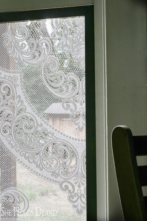 This project is good for a window covering, privacy screening or a lace window screen. By using some 1x2's and thrifted lace you can make your own! Lace Screen Window, Lace On Windows Diy, Window Privacy Ideas Diy, Diy Lace Privacy Window, Lace Window Screen, Window Privacy Screen, Cornstarch And Water, Lace Window Treatments, Privacy Screening