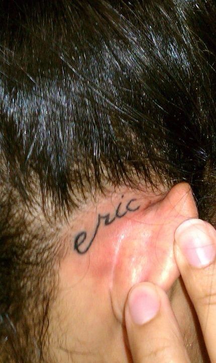 Eric Eric Tattoo Name, Pelvic Tattoos, Name Tattoo, Name Tattoos, Ear Tattoo, Behind Ear Tattoo, Tatting, Collage, Tattoos