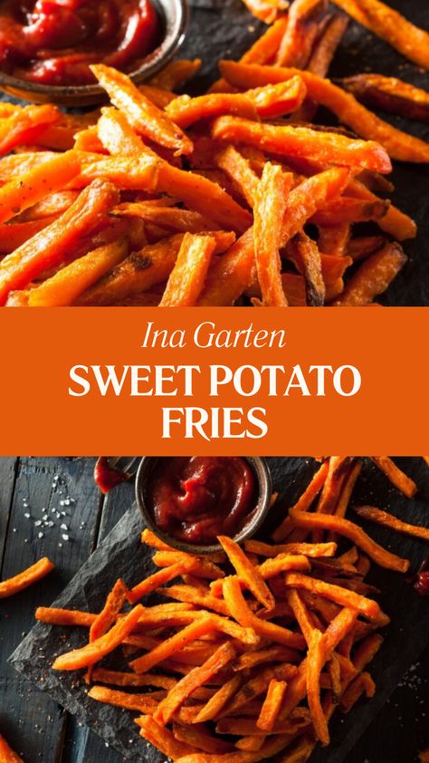 Ina Garten Sweet Potato Fries Best Sweet Potato Fries, Diy Sweet Potato Fries, Cajun Sweet Potato Fries, Oven Fried Sweet Potato Fries, Sweet Potato Fries Recipe, Sweet Potatoes Fries, Sweet Potato Fry Seasoning, Deep Fried Sweet Potato Fries, Easy Sweet Potato Fries