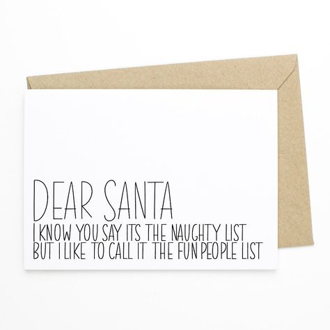 Sarcastic Christmas Cards, Dear Santa Funny, Personalized Christmas Cards, Sarcastic Christmas, Funny Christmas Card, Funny Christmas Cards, Personalised Christmas Cards, Paper Hearts, Dear Santa