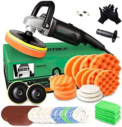 BATOCA Buffer Polisher - Rotary Car Polisher - Wax Machine, Car Detailing Kit, 7 Inch 180mm/1200W, 6 Variable Speeds Up to 3000 RPM with Foam Pads, Wool Pads for Car Buffers and Polishers Car Detailing Kit, Car Buffer, Rubber Molding, Wax Machine, Buffing Pads, Car Polish, Household Appliances, Car Care, Workshop Equipment