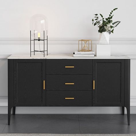 Modern Black Sideboard, Black Sideboard Buffet, Decoration Buffet, Black Buffet, Modern Sideboard Buffet, Doors Kitchen, Dining Room Sideboard, Dining Room Buffet, Side Board