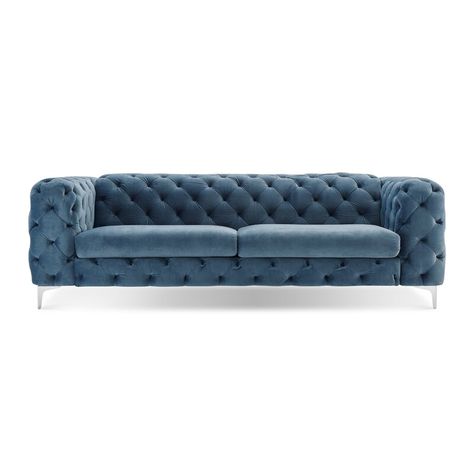 Tufted Chesterfield Sofa, Navy Blue Sofa, Velvet Chesterfield, Velvet Chesterfield Sofa, French Sofa, Blue Velvet Fabric, Sofa Fabric, Rolled Arm Sofa, Settee Sofa