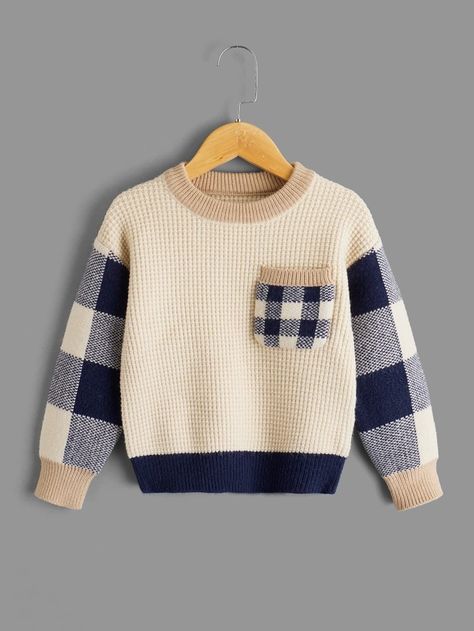 Kids Sweater Boys, Sweaters For Boys, Toddler Christmas Outfit, Toddler Boy Sweater, Knitting Patterns Boys, Cheap Fashion Outfits, Buffalo Plaid Pattern, Mustard Sweater, Pull Bebe