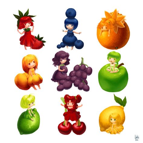 Fruit Character Design, Chibi Food, Baby Fruit, Bubbles Wallpaper, Cute Food Drawings, Chibi Characters, Mascot Design, Character Wallpaper, Food Drawing