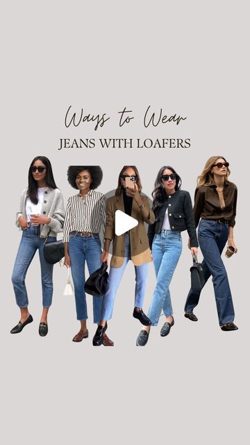 EStyle Expressions │ Style Alchemist  │ Outfit Ideas on Instagram: "Jeans with Loafers, the ultimate pre-fall combo 🍂 Pair with a crisp shirt, cozy cardigan, or sleek blazer—perfect for a day out or at the office. Which look is your go-to?

Comment for links!🔗 

#jeanswear #loafershoes #denimstyle #workwear #officeoutfits #officestyle #outfitinspiration#outfitinspo #outfitideas #stylingtips #styleinspiration #estyle #howtowear #waystowear #waystostyle #eternalstyle #estyleexpressions" How To Style Loafers With Jeans, Alchemist Outfit, Jeans With Loafers, Jeans And Loafers Outfit, Loafers With Jeans, Loafers Outfit, Cozy Cardigan, August 20, Black Loafers