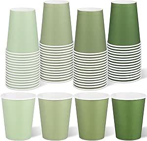 URATOT 60 Pieces 9 Ounce Sage Green Paper Cups Gradient Color Disposable Coffee Cups Party Cups Beverage Drinking Cups for Party, DIY and Holiday Party Supplies Wedding Plastic Cups, Disposable Coffee Cups, Green Cups, Drinking Cups, Wedding Cups, Green Paper, Party Diy, Paper Cups, Party Cups