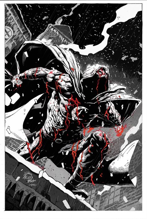 Ryan Stegman, Moon Knight Comics, Marvel Knights, Marvel Moon Knight, Comic Book Shop, Black And White Comics, Limited Palette, White Blood, Marvel Characters Art