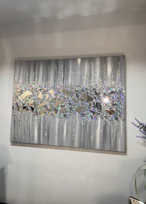 Crushed Glass and Glitter Canvas, Hand Made Wall Art, Wall Picture, Silver Abstract Art, Glitter Painting, Silver Glitter Canvas - Etsy Finland Glitter Painting Canvas, Silver Abstract Art, Glitter Painting, Glitter Wall Art, Art Assignments, Glitter Wall, Glitter Canvas, Glitter Art, Crushed Glass