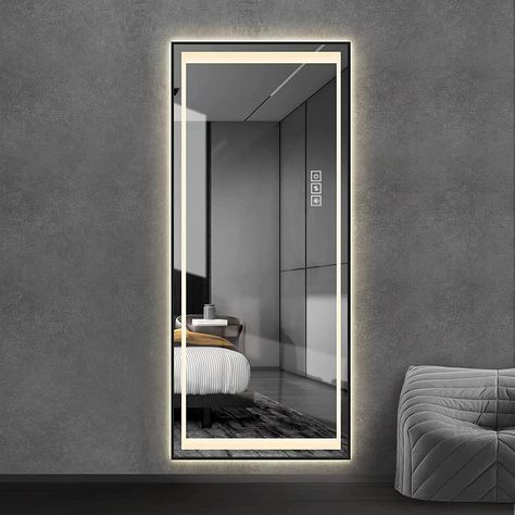 Floor Mirror With Lights, Big Mirror In Bedroom, Full Length Mirror With Led Lights, Full Length Mirror With Lights, Standing Floor Mirror, Large Floor Mirror, Long Mirror, Full Length Mirrors, Tall Mirror