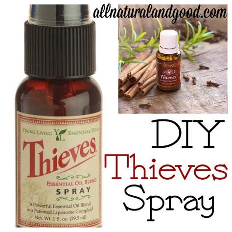 DIY Thieves Spray - All Natural & Good allnaturalandgood.com Theives Oil, Diy Thieves, Thieves Spray, Thieves Oil, Thieves Essential Oil, Essential Oil Spray, Yl Essential Oils, Disinfectant Spray, Diy Sprays