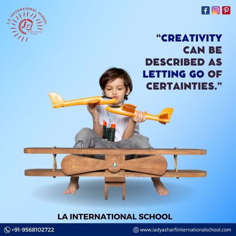 "CREATIVITY 😇CAN BE DESCRIBED AS LETTING GO OF CERTAINTIES." Take a Admission of your Kid in 👉L.A. International School and let them learn with creativity. . . Address:- Pocket-A, Defence Enclave, Kanker Khera, Meerut . For more details: Call us on:- +91-9568102722, +91-9205419744 Learn More:- http://ladyasharfiinternationalschool.com/ . . #lainternational #internationalschool #facilities #admission #admissionopen #schooltime #parents #meerut #bestschool School Admission Creative Ads, Admission Creative Ads, School Creative Ads, School Creative, School Admissions, Graphic Designing, International School, School Time, Creative Ads