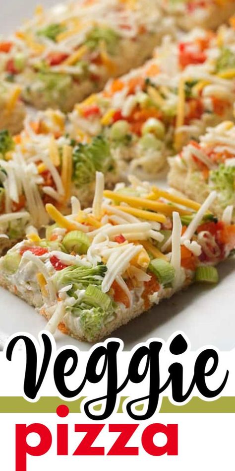 Veggie Pizza Crescent, Appetizer Veggie, Vegetables Appetizers, Flavored Cream Cheese, Flavored Cream Cheeses, Food Shrimp, Veggie Pizza Recipe, Easy Vegetable, Veggie Pizza