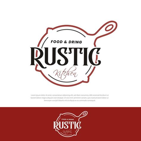 Vintage Retro Rustic, cast iron skillet for food dishes, classic restaurant kitchen, traditional food, restaurant food, logo vector illustration Traditional Food Logo, Logo Design For Restaurant, Traditional Logo, Rustic Logo Design, Kitchen Traditional, Classic Restaurant, Rustic Logo, Kitchen Logo, Construction Logo Design