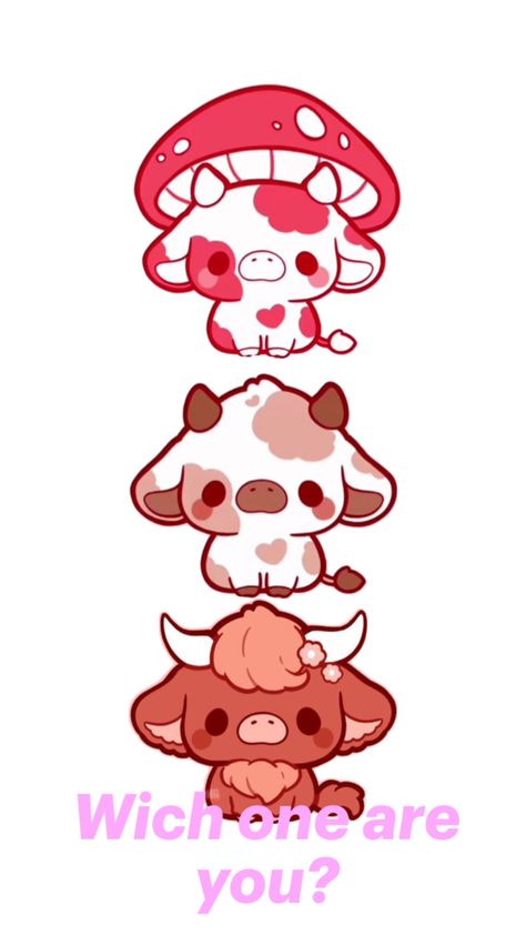 To check What for cow you are Cute Cows Kawaii, Cute Cows Cartoon, What Cow Are You, Kawaii Cows, Fruit Cows, Kawaii Animal Stickers, Dnd Pets, Mushroom Cow, Mushroom Outfit