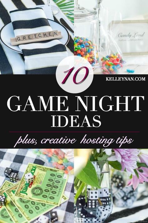 Game night ideas and tips, plus, what to serve, play, and ideas for prizes and themed details #gamenight #partyideas #adultgames #partyactivities #hosting #entertaining #gametheme #pokertheme #pokernight Game Night Decor, Game Night Table, Adult Game Night Party, Games For Ladies Night, Game Night Decorations, Game Night Ideas, Game Night Food, Board Game Themes, Adult Game Night