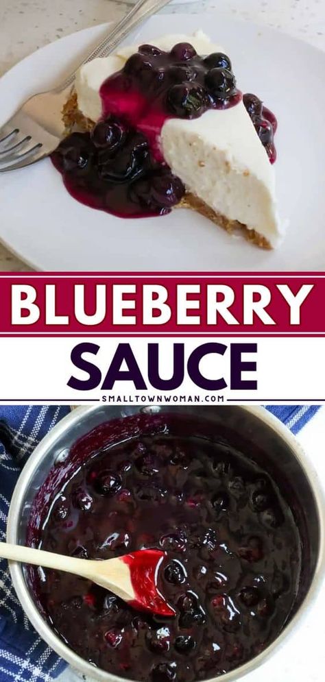 Learn how to make blueberry sauce! 6 ingredients are all you need for this easy homemade staple. With its delicious taste, it's one of the best sauce recipes you'll ever try! Enjoy this DIY condiment on pancakes, waffles, cheesecake, ice cream, and more! Blueberry Sauce For Cheesecake, Best Sauce Recipes, Sauce For Cheesecake, Pancakes Oatmeal, Blueberry Sauce Recipe, Best Sauce Recipe, Cheesecake Recipes Classic, Roasted Pork Tenderloins, Berry Sauce