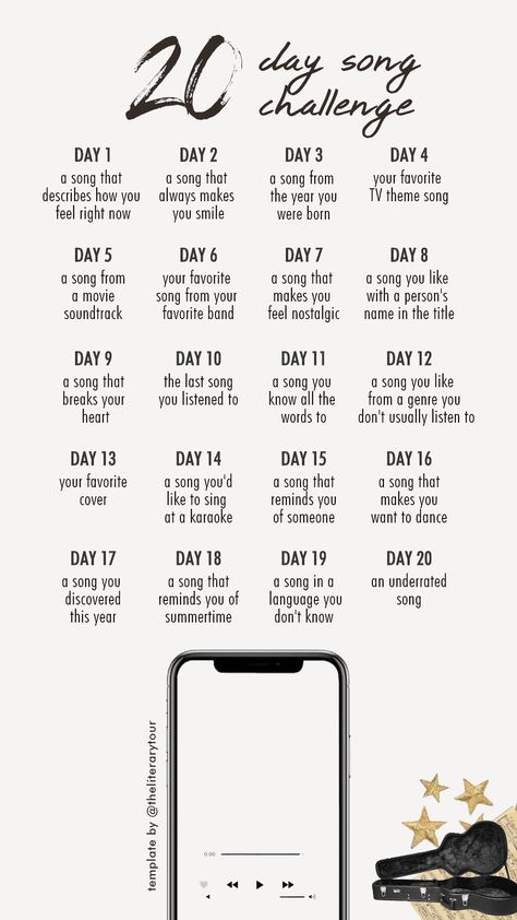 30 Day Instagram Challenge, Blog Writing Prompts, 30 Day Music Challenge, Tv Theme Songs, Music Challenge, 30 Day Song Challenge, Instagram Story Questions, Recreation Therapy, Journal Challenge