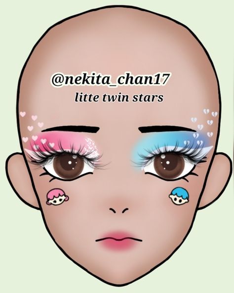 Sanrio Makeup, Ideas Maquillaje, Makeup Drawing, Star Makeup, Star Eyes, Face Chart, Make Up Inspo, Winter Makeup, Twin Stars