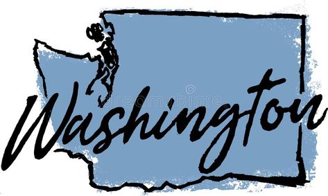 Hand Drawn Washington State Sketch. Hand drawn Washington state outline and cursive text vector illustration Washington State Outline, Cursive Text, Text Illustration, State Design, State Outline, Family Tattoos, Washington State, Art Reference Poses, Adobe Stock