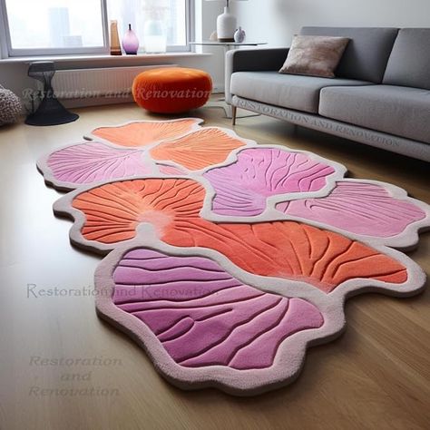 Amazon.com: Restoration and Renovation Modern Irregular Shape Wool Area Rug in Pink | Hand-Tufted, Unique Mushroom Pattern, Thick & Soft | Ideal for Living Room, Bedroom & Dining Room Décor (5' x 8', Pattern F) : Home & Kitchen Tapetes Aesthetic, Mushroom Rugs, Tafting Rugs, Punch Coaster, Tufting Art, Mushroom Rug, Center Rugs, Tufting Rugs, Rug Tufting