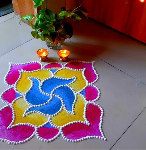 Latest Rangoli Designs Creative, Modern Rangoli, Rangoli Designs Videos, 2023 Rangoli, Swastik Rangoli, Mandala Rangoli, Colourful Mandala, Simple Rangoli Designs, Easy Rangoli Designs Videos