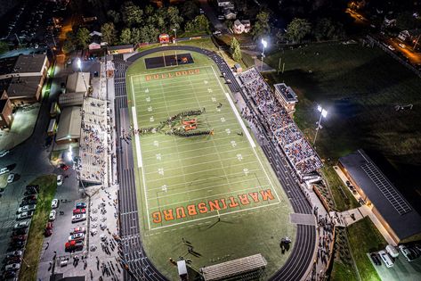 Martinsburg, West Virginia, High School Football Field. High School Football Field, School Football Field, Martinsburg West Virginia, Bloxburg Exterior, Romanticising School, Private High School, Football Stadium, Dream School, High School Football