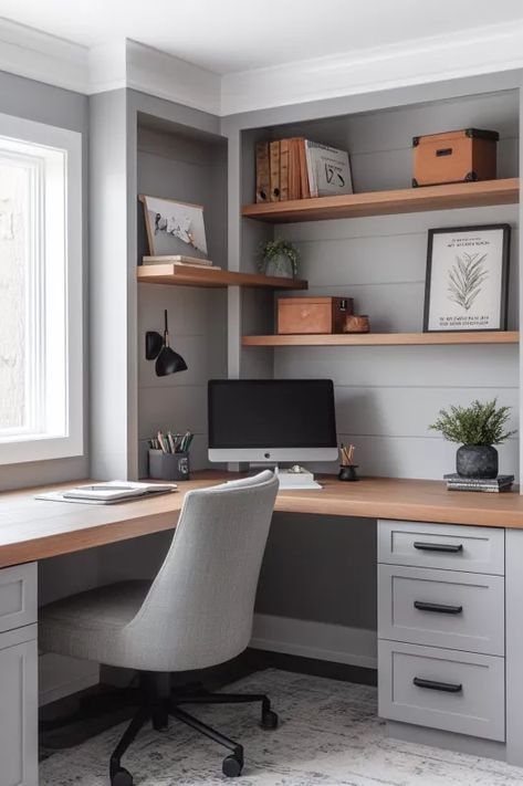 Double Study Room, Mens Hobby Room, Double Work Station Home Office, Shelves Office Wall, 10x10 Office Layout, Home Study Room Ideas, Home Office Seating Area, Gym Office Combo, At Home Office Ideas