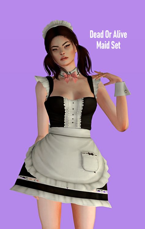 Sims 4 Maid Outfit, Sim4 Mods, Sims Dresses, Couple Outfits For Pictures, Maid Hat, Maid Headband, Kitty Pictures, Body Outfit, Sims4 Clothes