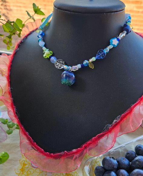 Blueberry Accessories, Blueberry Necklace, Last Note, Blueberry Jam, Blueberry Muffin, Beaded Accessories, Resin Beads, Blue Berry Muffins, Strawberry Shortcake