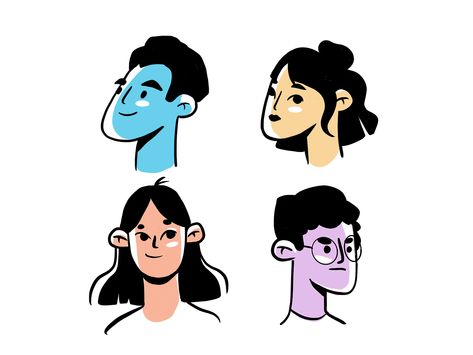 Faces by zara magumyan Character Illustration Simple, Simple Character Illustration, Whyt Manga, Character Illustration Design, Simple Characters, Posca Marker, Simple Character, Illustration Simple, Flat Design Illustration